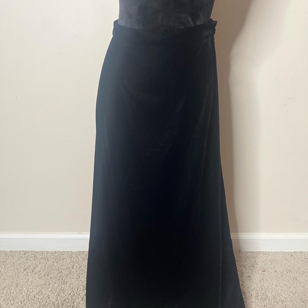 Susan Bristol Black Velvet Maxi Skirt Sz 14 Goth Vamp Witchy